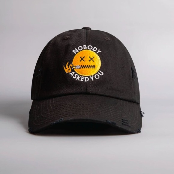 Field Grade Black Embroidered Cap - Nobody Asked You - Picture 1 of 8